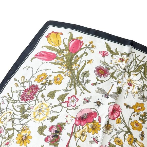 2/$30 NEW Dainty Vintage Look Floral Pink Flower Printed Silky Fashion Scarf - Picture 6 of 13